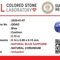 2.12 Ct. Blue Sapphire from Ceylon (Sri Lanka) Scan Report