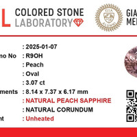 3.07 Ct. Peach Sapphire from Ceylon (Sri Lanka) Scan Report