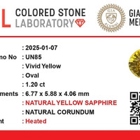 1.20 Ct. Yellow Sapphire from Ceylon (Sri Lanka) Scan Report