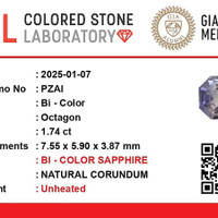 1.72 Ct. Bi Color Sapphire from Ceylon (Sri Lanka) Scan Report