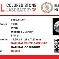 8.84 Ct. White Sapphire from Ceylon (Sri Lanka) Scan Report