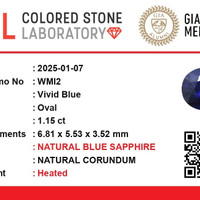 1.14 Ct. Blue Sapphire from Ceylon (Sri Lanka) Scan Report