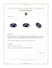 9.12 Ct. Blue Cabochon Sapphire from Ceylon (Sri Lanka) Appraisal