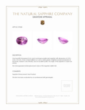 0.65 Ct. Purplish Pink Sapphire from Ceylon (Sri Lanka) Appraisal