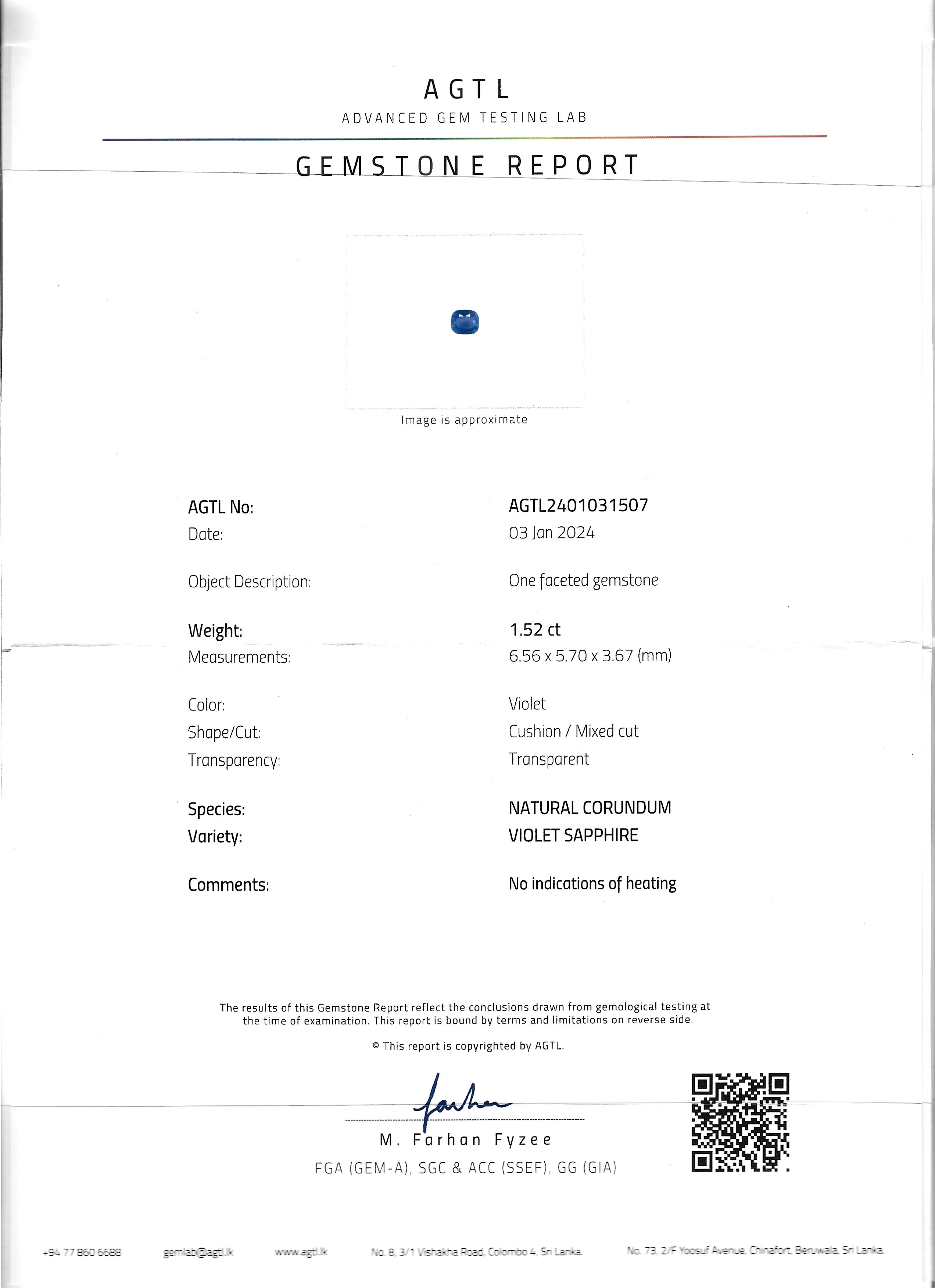 1.52 Ct. Color Change Sapphire from Ceylon (Sri Lanka)