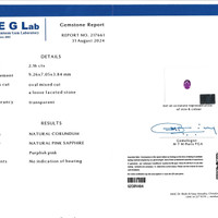 2.16 Ct. Purplish Pink Sapphire from Ceylon (Sri Lanka) Scan Report
