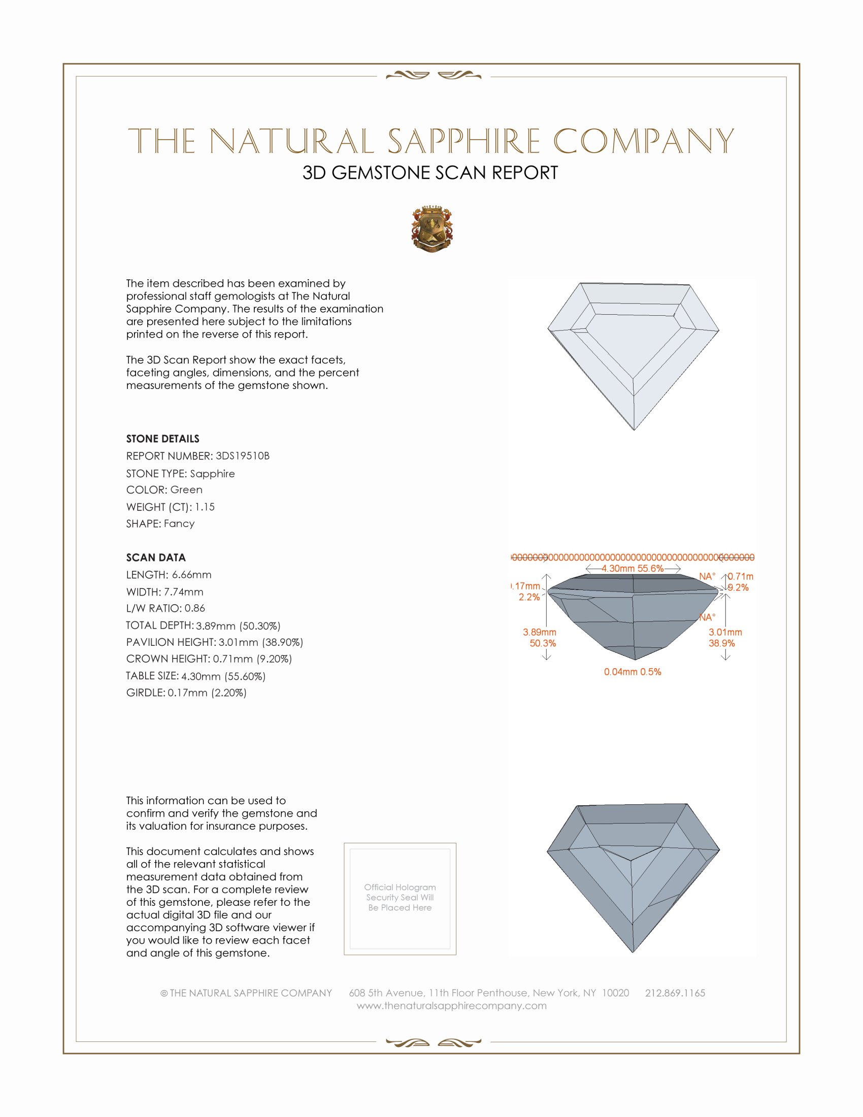 1.15 Ct. Green Sapphire from Montana