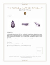0.84 Ct. Pinkish Purple Sapphire from Ceylon (Sri Lanka) Appraisal