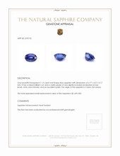 1.13 Ct. Blue Sapphire from Ceylon (Sri Lanka) Appraisal