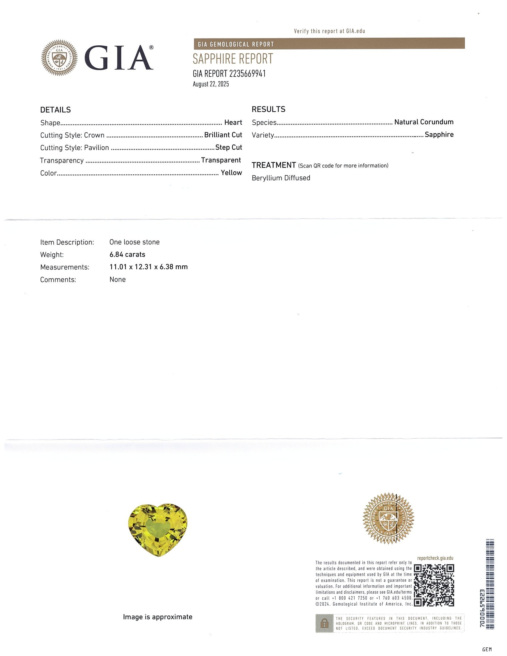 6.84 Ct. Yellow Sapphire from Ceylon (Sri Lanka)