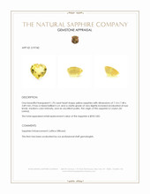 1.70 Ct. Yellow Sapphire from Ceylon (Sri Lanka) Appraisal