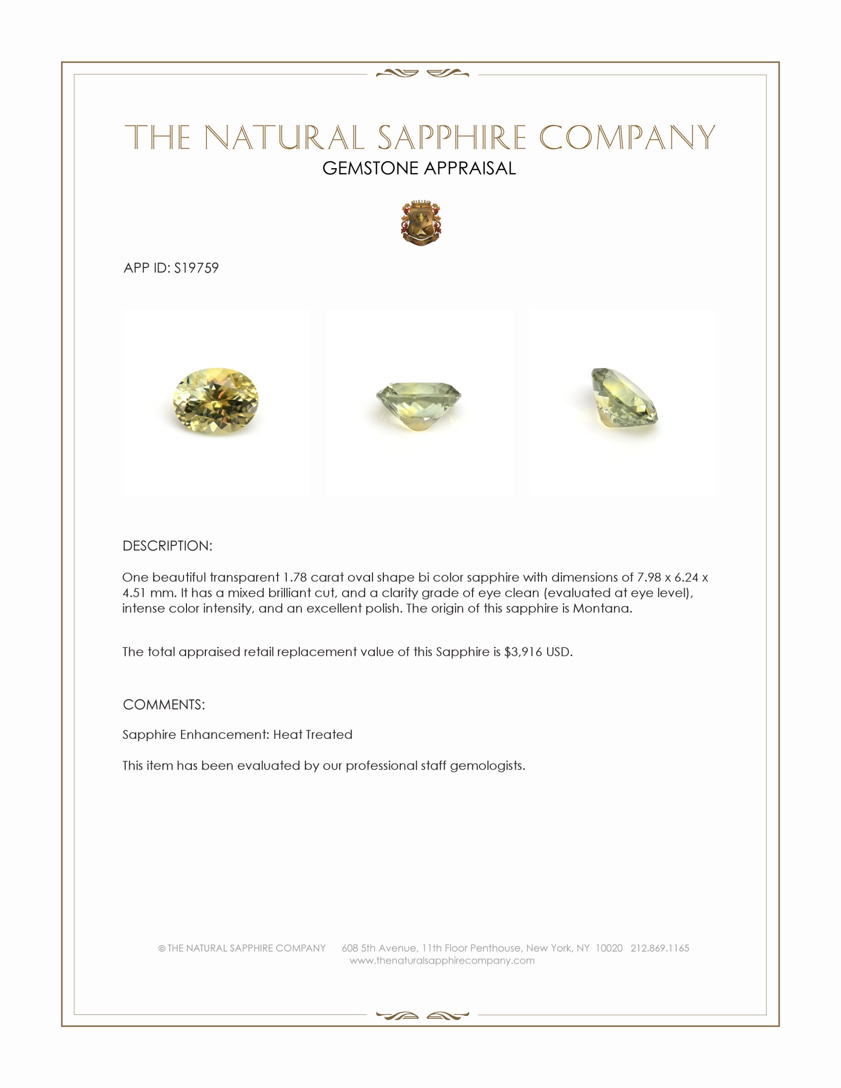 1.78 Ct. Bi Color Sapphire from Montana