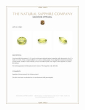1.37 Ct. Yellowish Green Sapphire from Ceylon (Sri Lanka) Appraisal
