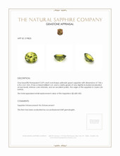 2.09 Ct. Yellowish Green Sapphire from Ceylon (Sri Lanka) Appraisal