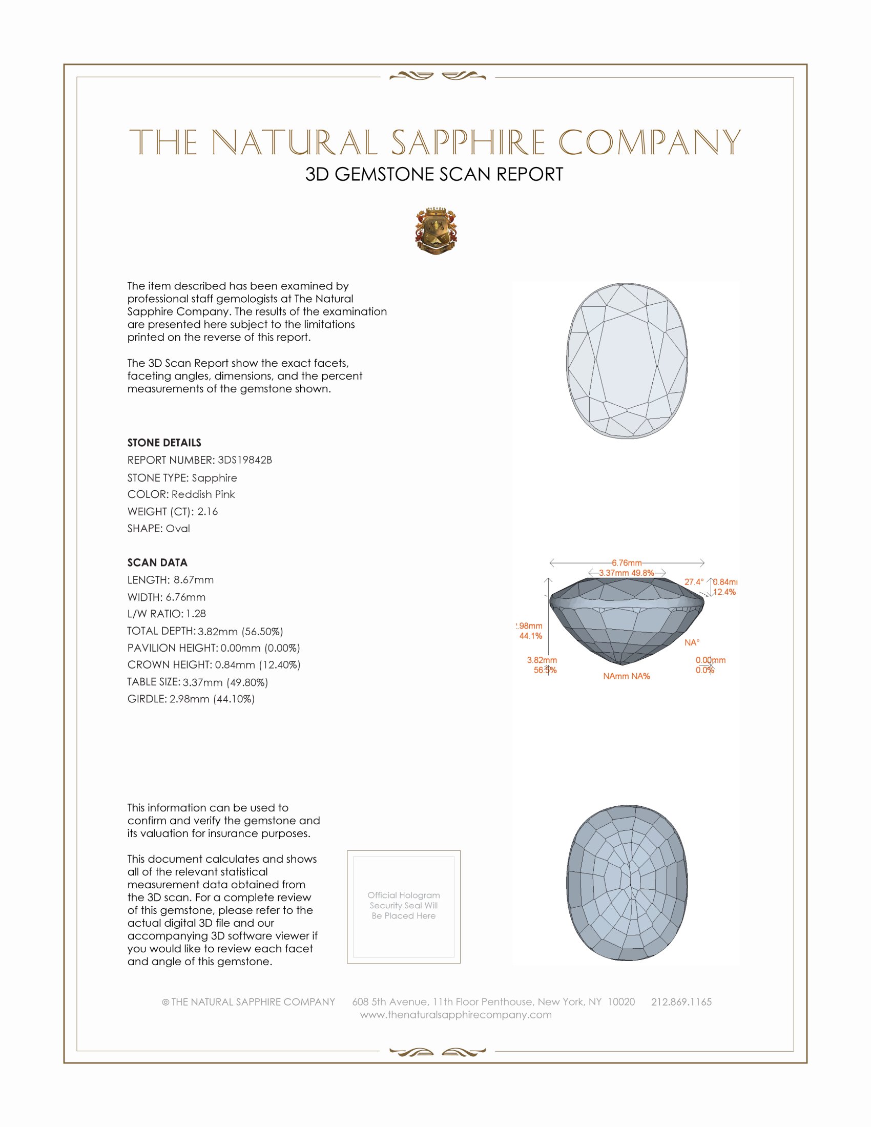 2.16 Ct. Reddish Pink Sapphire from Ceylon (Sri Lanka)