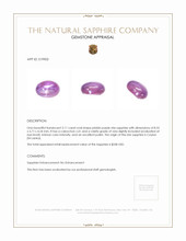 2.11 Ct. Pinkish Purple Star Sapphire from Ceylon (Sri Lanka) Appraisal