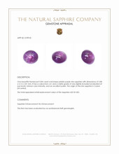 0.84 Ct. Pinkish Purple Star Sapphire from Ceylon (Sri Lanka) Appraisal