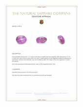 1.72 Ct. Purplish Pink Star Sapphire from Ceylon (Sri Lanka) Appraisal