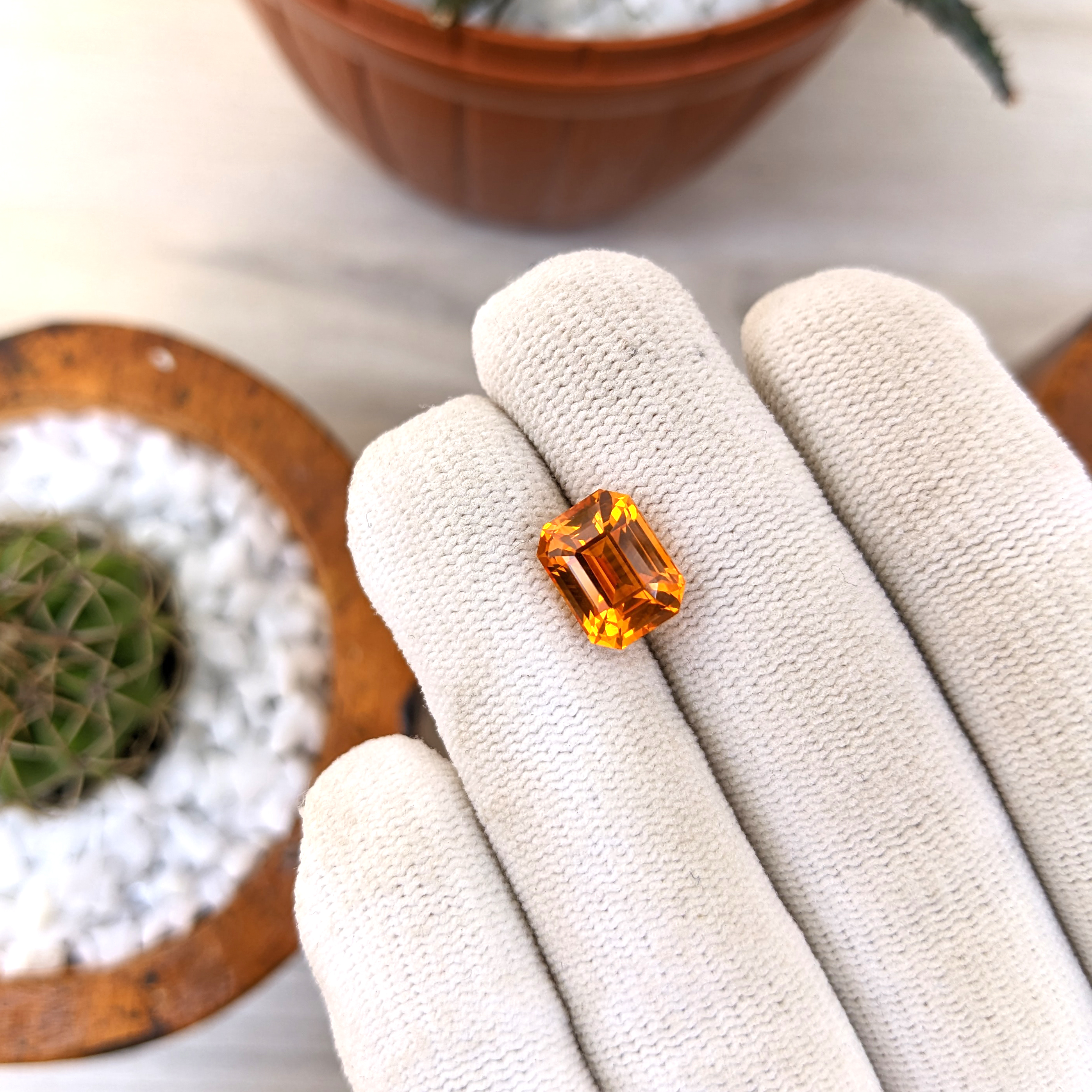 Loose Orange Sapphire - Emerald Cut 5.07 Ct. - #S20023 | The
