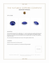 3.11 Ct. Blue Sapphire from Ceylon (Sri Lanka) Appraisal