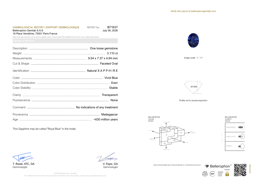 3.11 Ct. Blue Sapphire from Madagascar