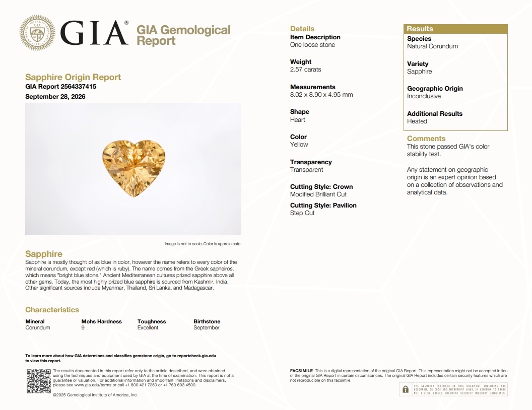 2.57 Ct. Orangish Yellow Sapphire from Ceylon (Sri Lanka)