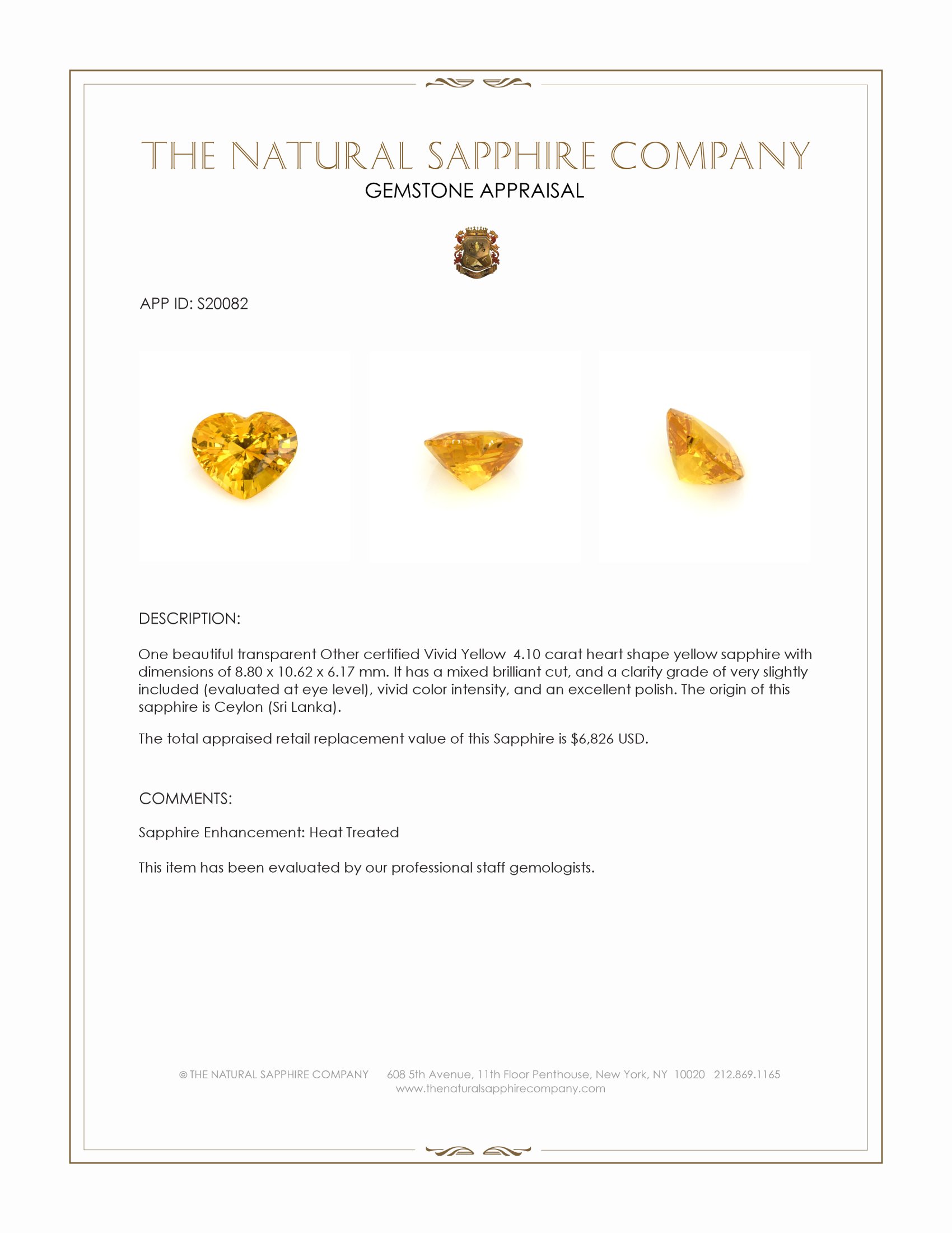 4.10 Ct. Yellow Sapphire from Ceylon (Sri Lanka)