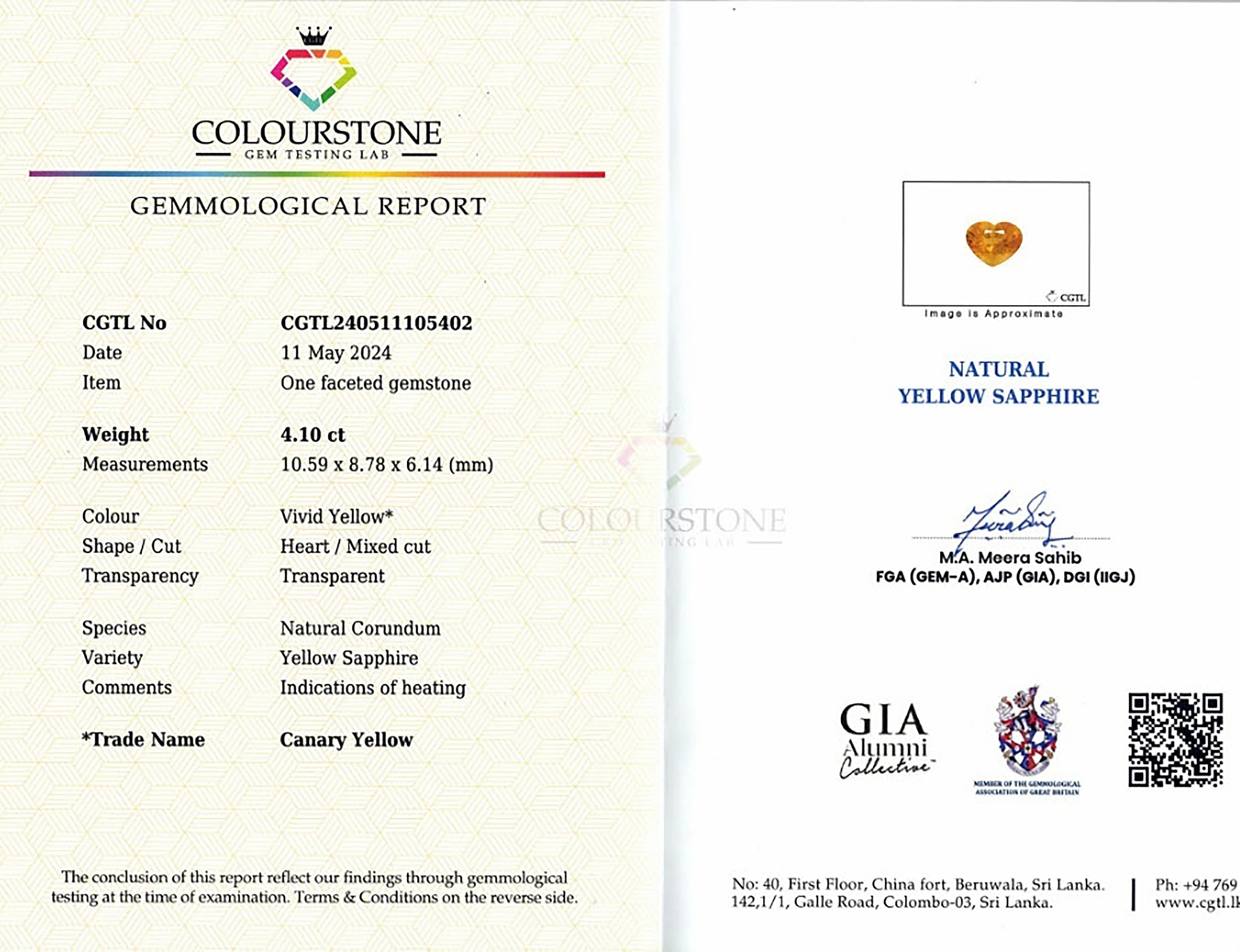 4.10 Ct. Yellow Sapphire from Ceylon (Sri Lanka)