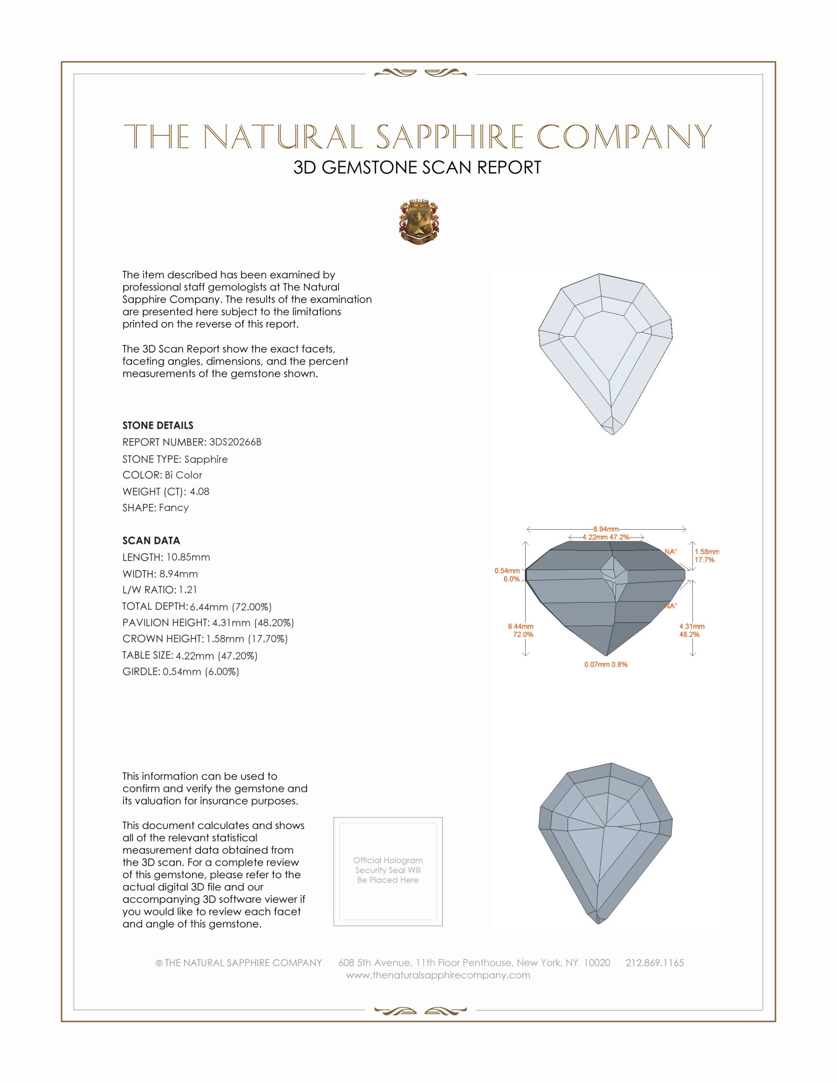 4.08 Ct. Bi Color Sapphire from Ceylon (Sri Lanka)