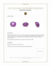 0.77 Ct. Pinkish Purple Star Sapphire from Ceylon (Sri Lanka) Appraisal