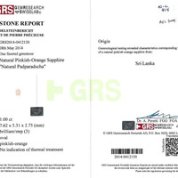 1.00 Ct. Padparadscha Sapphire from Ceylon (Sri Lanka) Scan Report