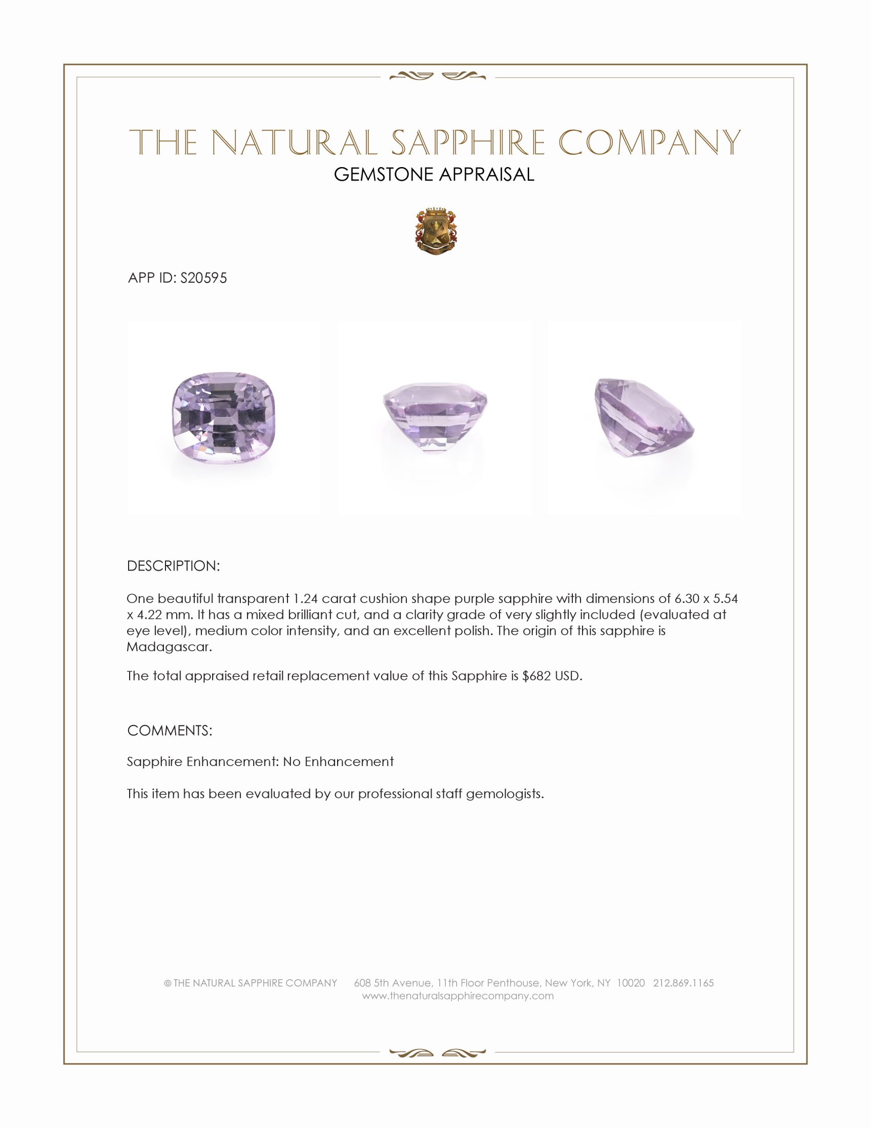 1.24 Ct. Purple Sapphire from Madagascar
