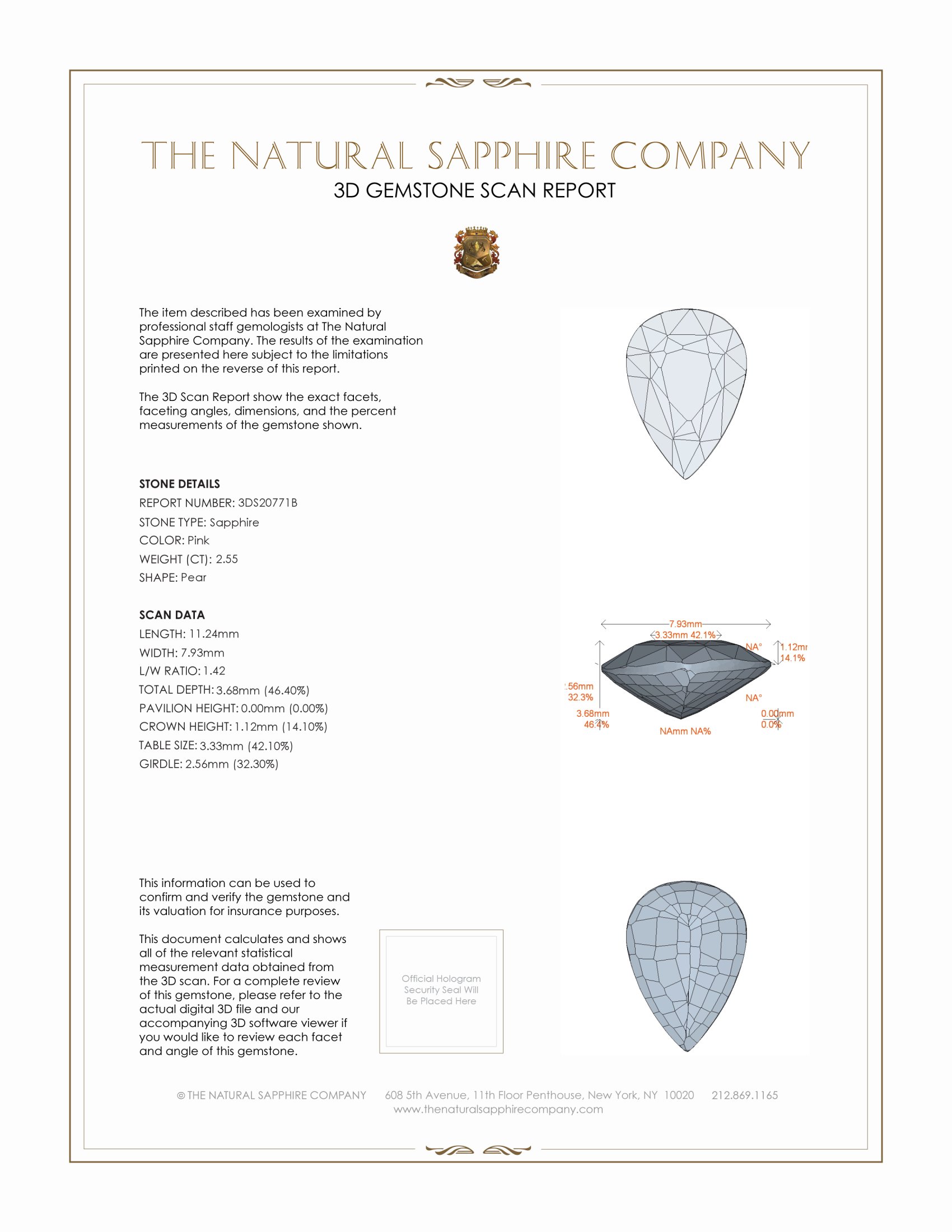 2.55 Ct. Pink Sapphire from Ceylon (Sri Lanka)