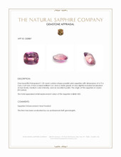 1.20 Ct. Purplish Pink Sapphire from Ceylon (Sri Lanka) Appraisal