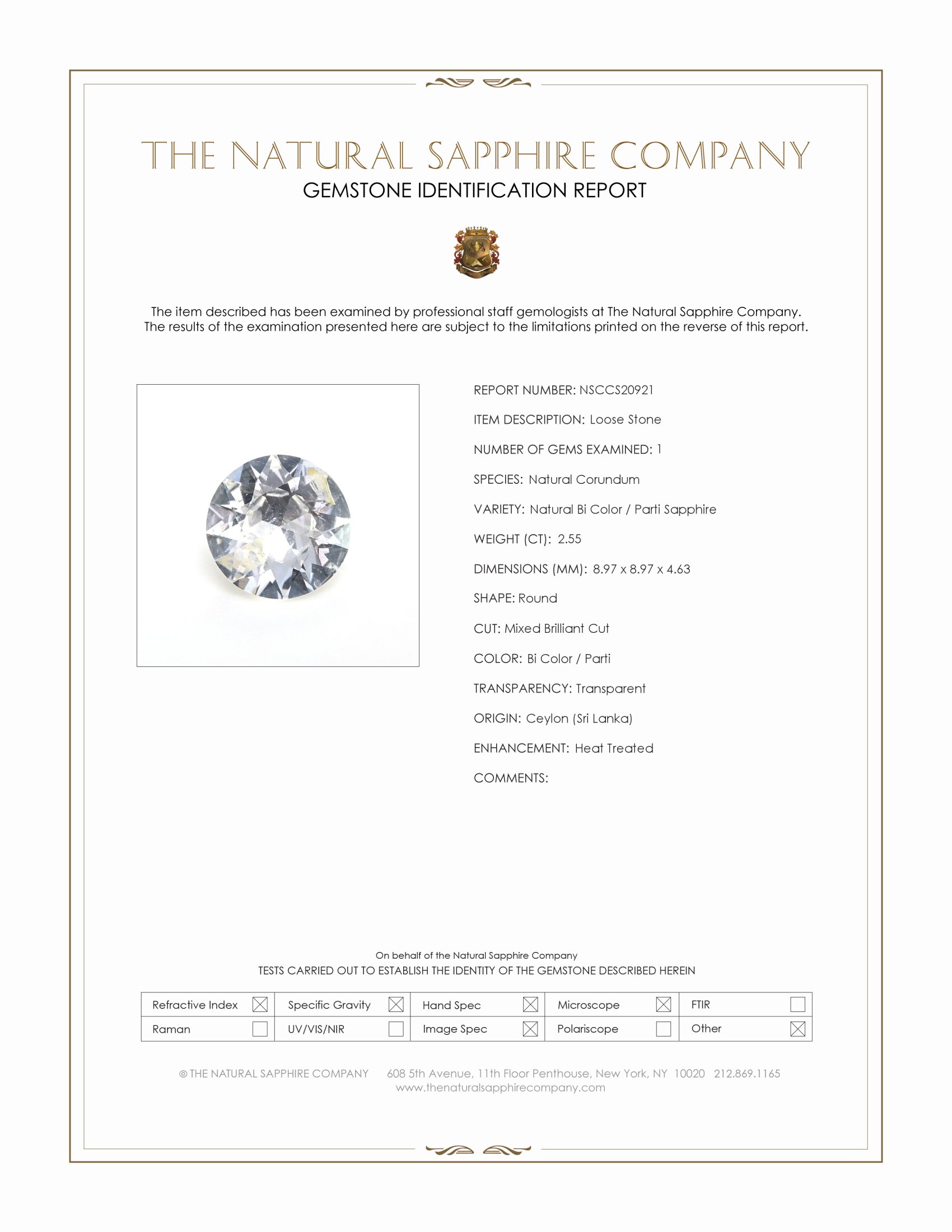 2.55 Ct. Bi Color / Parti Sapphire from Ceylon (Sri Lanka)