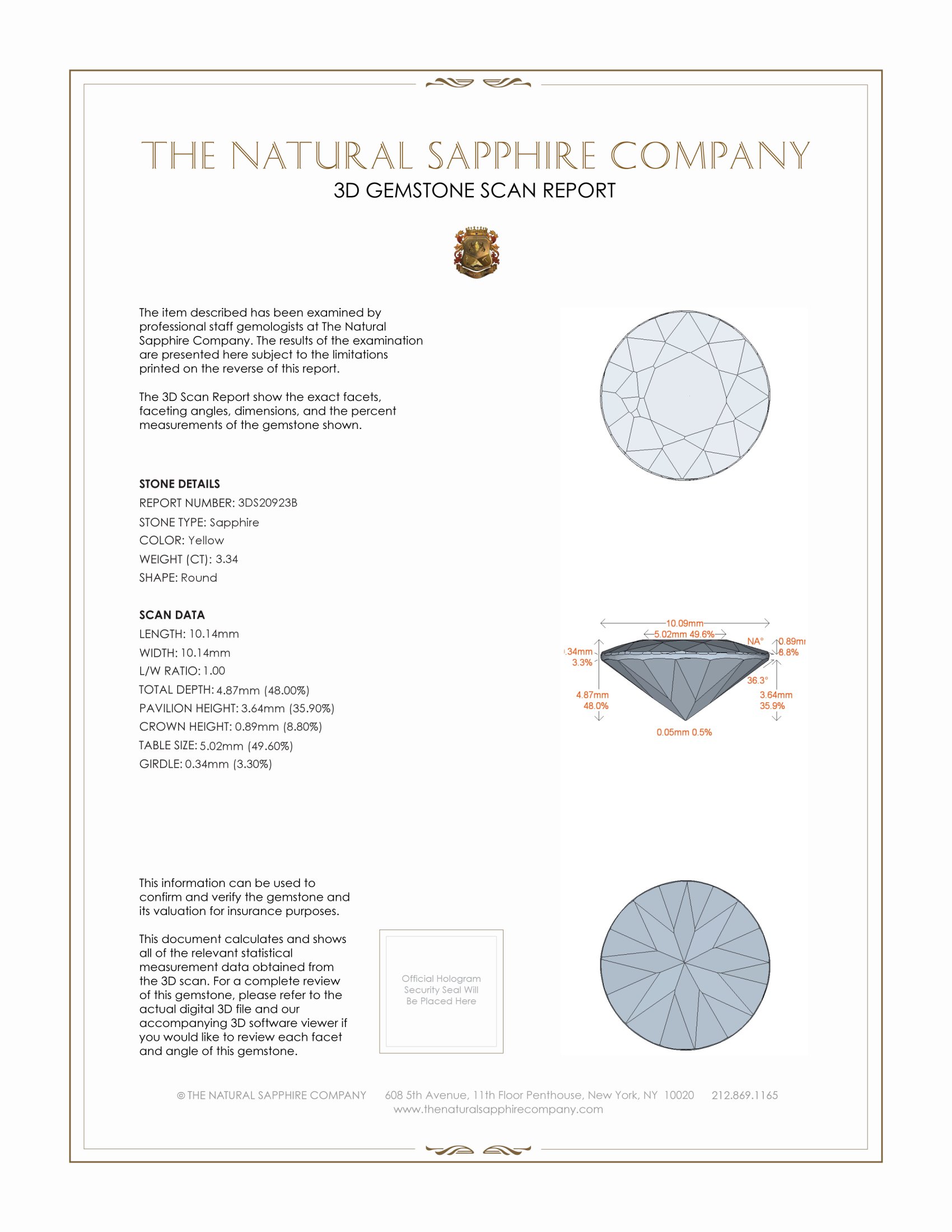 3.34 Ct. Yellow Sapphire from Ceylon (Sri Lanka)