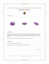 1.15 Ct. Purple Sapphire from Ceylon (Sri Lanka) Appraisal