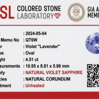 4.51 Ct. Violet Sapphire from Ceylon (Sri Lanka) Scan Report