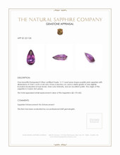2.17 Ct. Purplish Pink Sapphire from Ceylon (Sri Lanka) Appraisal