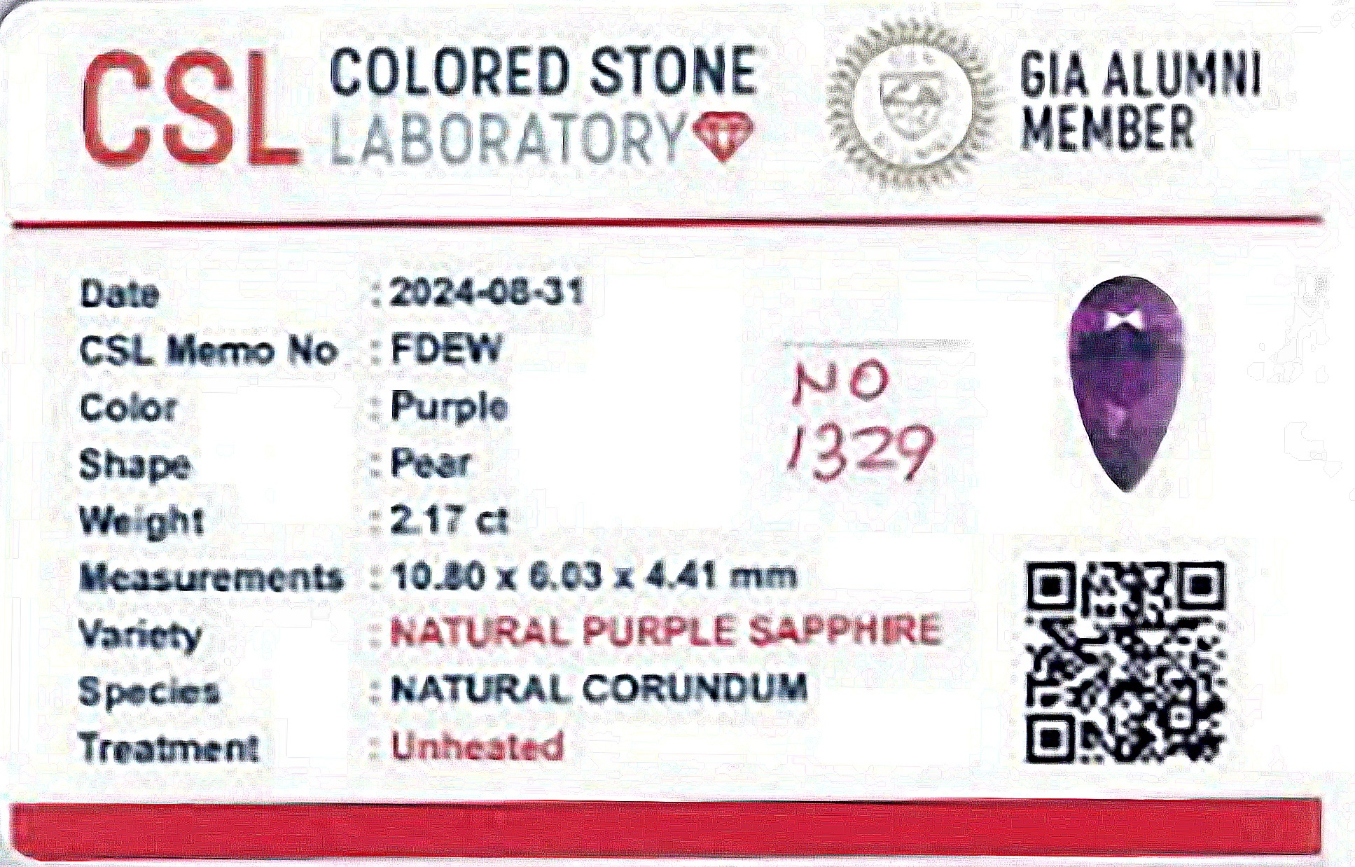 2.17 Ct. Purplish Pink Sapphire from Ceylon (Sri Lanka)