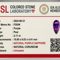 2.17 Ct. Purplish Pink Sapphire from Ceylon (Sri Lanka) Scan Report