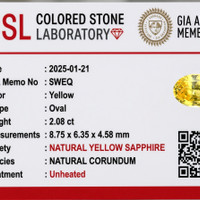 2.08 Ct. Yellow Sapphire from Ceylon (Sri Lanka) Scan Report