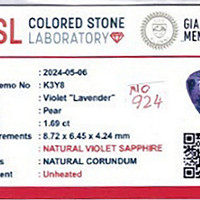 1.69 Ct. Violet Sapphire from Ceylon (Sri Lanka) Scan Report