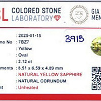 2.12 Ct. Yellow Sapphire from Ceylon (Sri Lanka) Scan Report