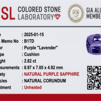 2.82 Ct. Purple Sapphire from Ceylon (Sri Lanka) Scan Report