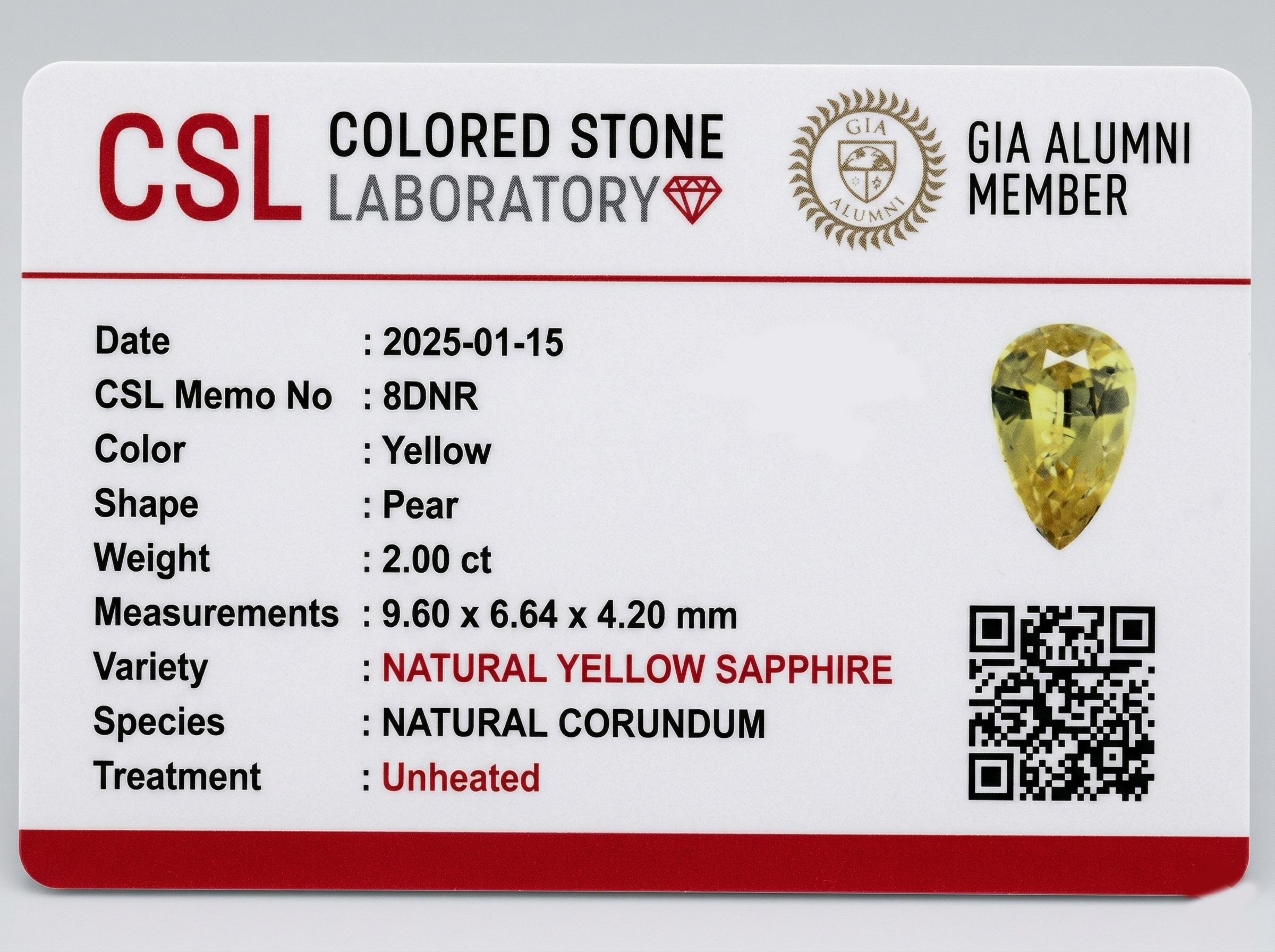2.00 Ct. Yellow Sapphire from Ceylon (Sri Lanka)