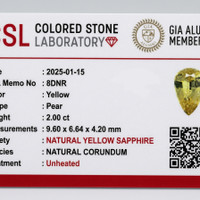 2.00 Ct. Yellow Sapphire from Ceylon (Sri Lanka) Scan Report
