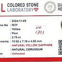 2.76 Ct. Yellow Sapphire from Ceylon (Sri Lanka) Scan Report