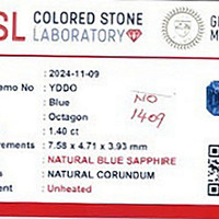 1.40 Ct. Blue Sapphire from Ceylon (Sri Lanka) Scan Report