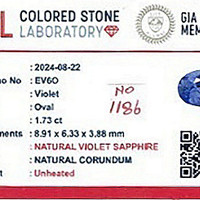 1.73 Ct. Violet Sapphire from Ceylon (Sri Lanka) Scan Report